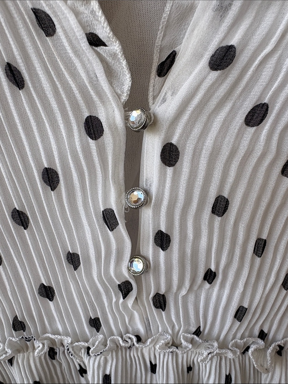Zara White Long-Sleeve Polka Dot Mini Dress - Picture 5 of 6